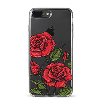 iPhone 8 Plus/7 Plus Clear Case, CaseYard Luxury Fashion SlimFit Clear Case, Made in California (iPhone 8 Plus/7 Plus) (Clear) Rose Bouquet