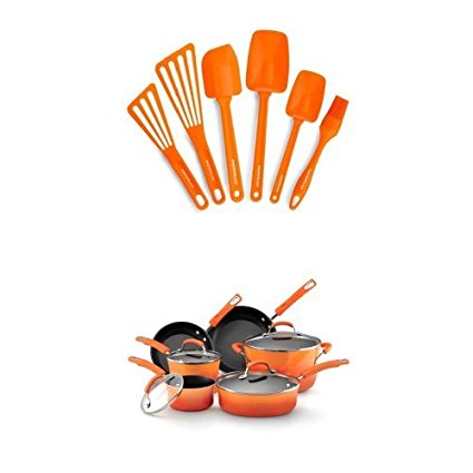 Rachael Ray 16-Piece Cookware Bundle, Orange