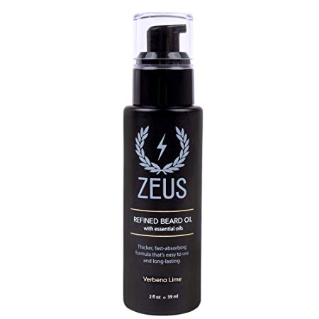 ZEUS Refined Beard Oil - Best Leave In Concentrated Moisturizing Softener & Conditioner for Facial Skin and Hair, 2 oz (Verbena Lime)