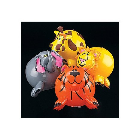 12-pack Inflatable Jungle Animal Shaped Beach Balls Assorted Colors