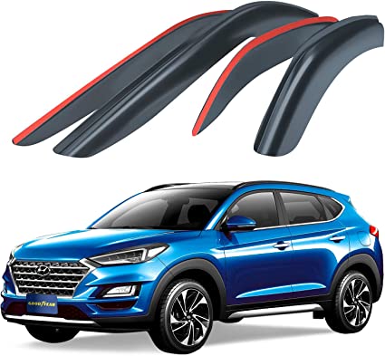 Goodyear Shatterproof Window Deflectors for Hyundai Tucson 2016-2020, Tape-on Rain Guards, Window Visors, Vent Deflector Visor, Car Accessories, 4 pcs. - GY003270