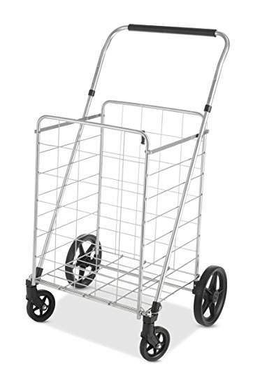 Whitmor Utility Cart with Adjustable Height Handle - Silver/Black