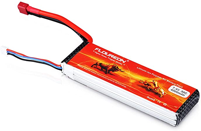 FLOUREON 2S 7.4V 4000mAh 30C Lipo Battery Rechargeable RC Battery with Deans T Plug for RC Evader, RC Car, Truck, Truggy, RC Airplane, UAV/FPV Drone, Helicopter, DIY RC Hobby and More