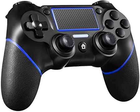 PS4 Controller Wireless Gamepad for Playstation 4 with Motion Motors and Audio Function, Mini LED Indicator, USB Cable(Black)