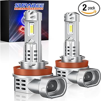 SUPAREE H11 LED Headlight Bulbs for High and Low Beam, 2024 Newest 30000LM +1000% Brightness, Diamond White 6500K, Plug and Play 1:1 Mini Size, Canbus Ready, H11/H8/H16 LED Fog Light Bulbs, Pack of 2