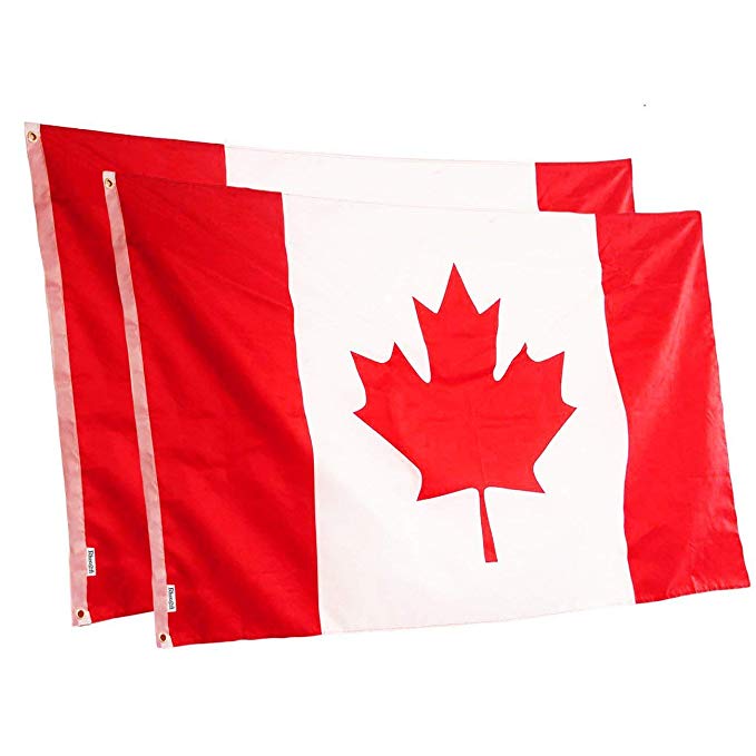 Rhungift [2PCS] 3X5 FT Outdoor Canada Flag. Canadian Flags Fly Breeze Vivid Color and UV Fade Resistant - Printed Maple Leaf Polyester and Brass Grommets CA Flags.