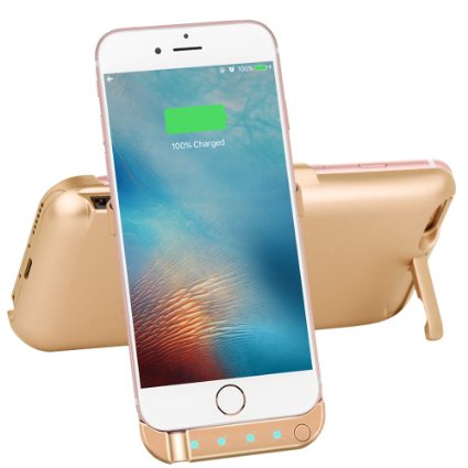 DULLA 6800mAh 5.5" iPhone 6p/6s plus Power Case Ultra Slim External Protective Portable Battery Backup Charger Case (Gold)