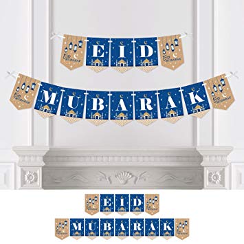 Big Dot of Happiness Ramadan - Eid Mubarak Bunting Banner - Party Decorations - Eid Mubarak