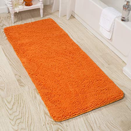 Lavish Home Memory Foam Shag Bath Mat 2-Feet by 5-Feet - Orange