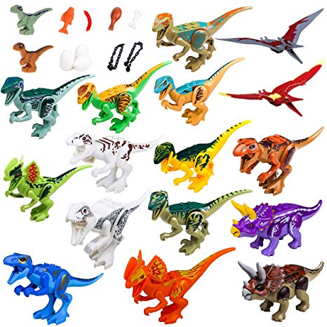 Maykid Dinosaurs Set of 16 9 Includes Building Brick Dinosaur with Dinos Accessories Building Blocks Party Supplies