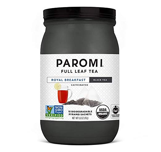 Paromi Tea Organic Royal Breakfast Black Tea, 15 Pyramid Tea Bags - Non-GMO