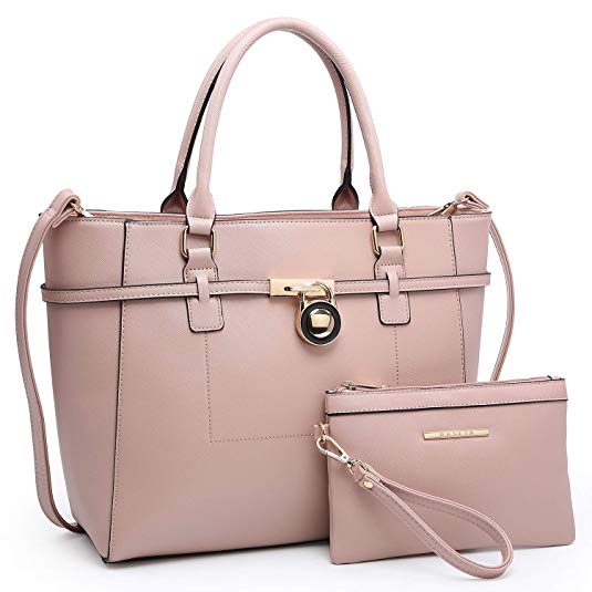 Dasein Handbags for Women Tote Bag Shoulder Bag Top Handle Satchel Hobo Purse 2pcs w/Padlock