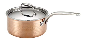 Lagostina Q5542364&nbsp;Martellata Tri-ply Hammered Stainless Steel Copper Dishwasher Safe Oven Safe Saucepan Cookware, 2-Quart, Copper