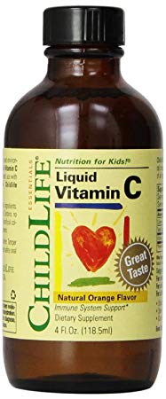 Child Life Liquid Vitamin C, Orange Flavor, Glass Bottle, 4-Ounce 2-pack