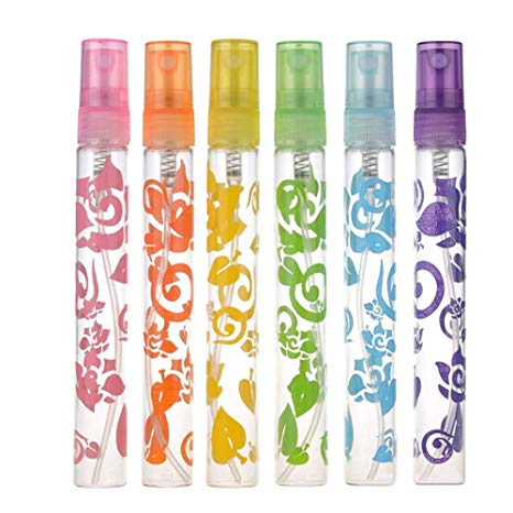 Phoneix 6Pcs 10ml Refillable Perfume Spray Bottles, Portable Glass Empty Atomizer Bottles for Travel