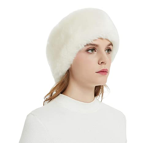 Faux Fur Headbands Outdoor Ear Warmers Earmuffs Ski Hat Winter Warm Elastic Hairbands Head Wraps for Women by Aurya(White)