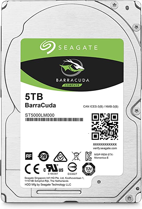 Seagate HDD Internal 5 TB BarraCuda SATA 2.5 Computer Hard Disk Drive - Silver