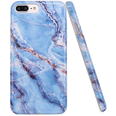 iPhone 7 plus Case, JIAXIUFEN Sky Blue Marble Design Slim Shockproof Flexible Bumper TPU Soft Case Rubber Silicone Skin Cover for Apple iPhone 7 plus