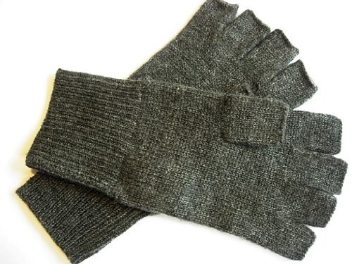 Charcoal Gray Pure 100% Cashmere Fingerless Half Finger Wrist Gloves