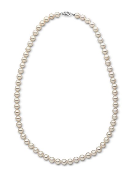 14k Freshwater Cultured Pearl Necklace Top Gem Quality White (18", White Gold & Yellow Gold)
