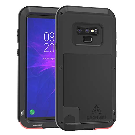 LOVE MEI Powerful Series for Samsung Note 9 Case Shockproof, Hybrid Metal and Silicone Heavy Duty Full Body Protection Rugged Armor Case for Samsung Galaxy Note 9 without Screen Protector (Black)