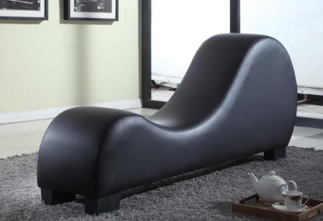 US Pride Furniture Faux Leather Stretch Chaise Relaxation and Yoga Chair Black