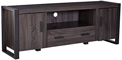 WE Furniture 60" Industrial Wood TV Stand Console, Charcoal