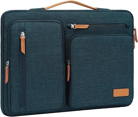 MOSISO 360 Protective Laptop Sleeve Compatible with MacBook Air/Pro,13-13.3 inch Notebook, Compatible with MacBook Pro 14 inch M3 M2 M1 2023-2021,Side Open Bag with 4 Zipper Pockets&Handle, Teal Green