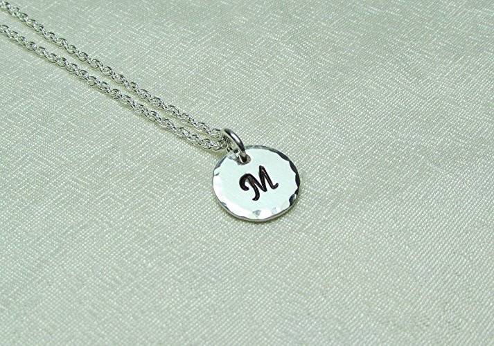 Initial Necklace Sterling Silver Personalized Necklace Hand Stamped Monogram Necklace Silver Layering Necklace Mothers Necklace Bridesmaid Jewelry Gift Idea