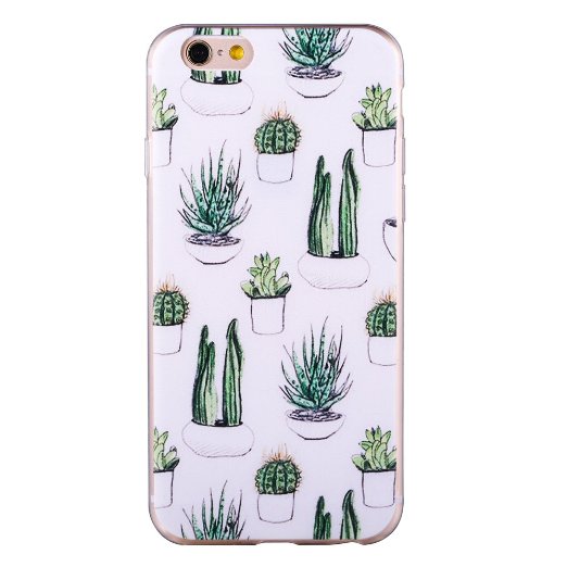 iPhone 6 Case, iPhone 6s Case, ZQ-Link® Ultra Slim Flexible Soft TPU Case Skin Cover Protective Bumper Case for Apple iPhone 6/6s Watercolor Cacti and Succulent Design (4.7 inch ONLY）