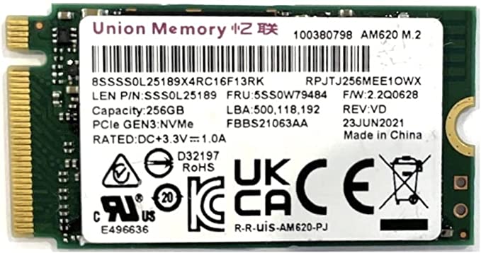 OEM Union Memory 256GB M.2 PCI-e NVME SSD Internal Solid State Drive 42mm 2242 Form Factor M Key