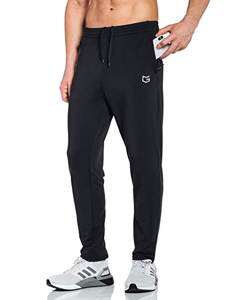 G Gradual Men's Sweatpants with Zipper Pockets Tapered Track Athletic Pants for Men Running, Exercise, Workout