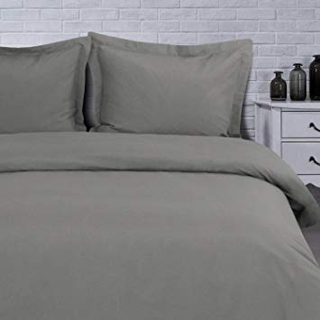 NTBAY Microfiber King Duvet Cover Set, 3 Pieces Solid Color Zipper Closure Bedding Set, Dark Grey