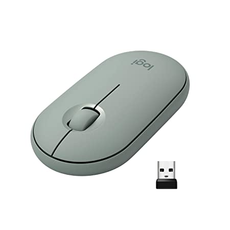 Logitech Pebble Wireless Mouse with Bluetooth or 2.4 GHz Receiver, Silent, Slim Computer Mouse with Quiet Click for Laptop, Notebook, iPad, PC and Mac-Green