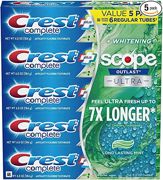 Crest Complete Whitening   Scope Toothpaste, 6.5 Ounce (5 Pack)