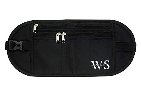 WILLWELL SPORT Money Belt Hidden Security Pouch Waterproof & Lightweight Bumbag – for Adults & Kids – High Quality RFID Fabric – for Your Conceal Valuable (Black)