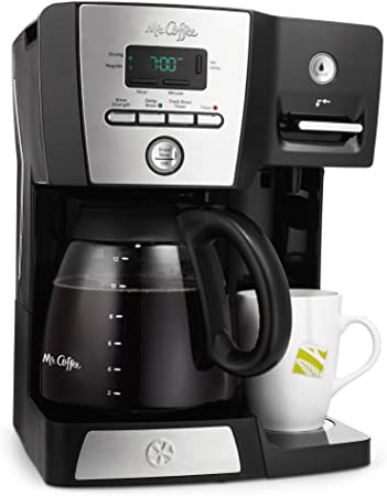 Mr. Coffee BVMC-DMX85 12-Cup Programmable Coffeemaker with Integrated Hot Water Dispenser, 16-Ounce, Black/Chrome