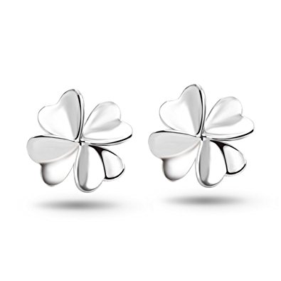 YINHAN® Women's Sterling Silver Four Leaf Clover Stud Earrings