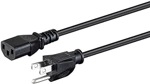 Monoprice Power Cord - NEMA 5-15P to IEC 60320 C13, 18AWG, 10A/1250W, 125V, 3-Prong, 8ft, Black