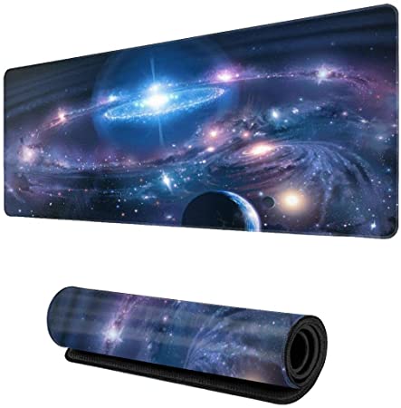 Wisedeal Galaxy Theme Mouse Mat, Large Gaming Mouse Pad with Stitched Edges, Desk Pad Protector, Office Computers Desk Mat, Non-Slip Rubber Base, Waterproof Desk Writing Pad for Office Home Gamer