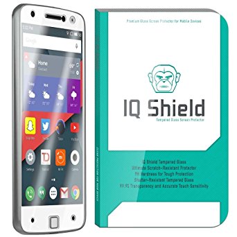 Motorola Moto Z Screen Protector, IQ Shield® Tempered Ballistic Glass Screen Protector for Moto Z (Verizon Moto Z Droid Edition) 99.9% Transparent HD and Anti-Bubble - with Lifetime Warranty