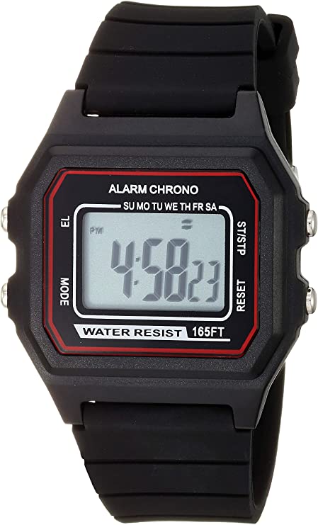 Amazon Essentials Unisex Digital Chronograph Silicone Strap Watch