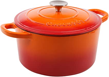 Crock Pot 109469.02 5 quart Enamel Artisan Cast Iron Dutch Oven, Sunset Orange