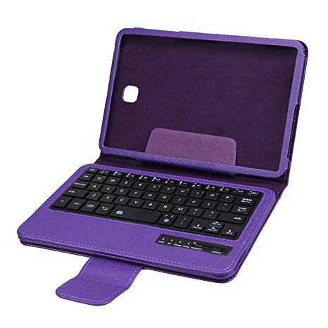 NEWSTYLE Removable Wireless Bluetooth Keyboard ABS Plastic Laptop Stylish Keys and Protective Case for Samsung Galaxy Tab A 8.0" 8.0 inch Tablet SM-T350 P350 (NOT Fit Other Tablets) (Purple)
