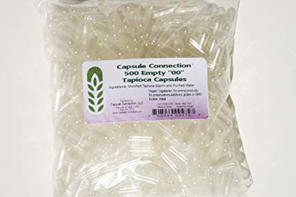 Tapioca Empty 00 Capsules, Vegan and Vegetarian, Premium Quality (500 Count)