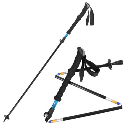 Bagail Folding Collapsible Trekking Poles Climbing Sticks with EVA Foam Handle, Ultralight Adjustable Alpenstocks, for Travel Hiking Climbing Backpacking Walking
