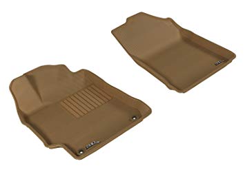 3D MAXpider Front Row Custom Fit All-Weather Floor Mat for Select Toyota Camry/ Camry Hybrid Models - Kagu Rubber (Tan)