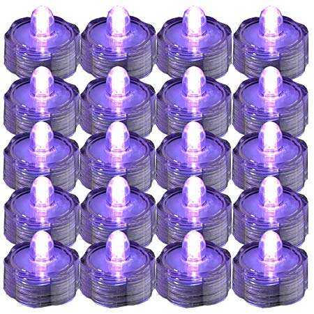 JYtrend SUPER Bright LED Floral Tea Light Submersible Lights For Party Wedding (Purple, 30 Pack)