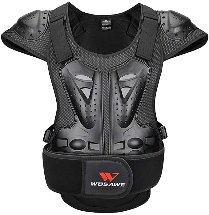 WOSAWE Adults Motorcycle Body Armor ATV Protective Vest Dirtbike Chest Back Protector, Large Black