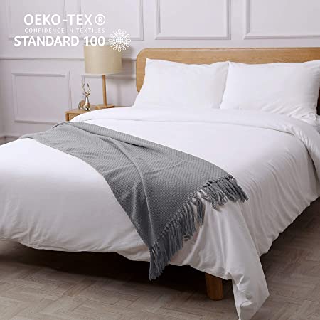 CO-Z 100% Washed Cotton Duvet Cover 3 Pieces Bedding Sets Solid Color White Full/Queen Size (90x90 inches)- Modern Simple Style Ultra Soft & Breathable Comforter Cover with Zipper Closure